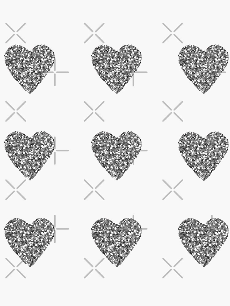 "silver glitter heart pack" Sticker by siaaa Redbubble