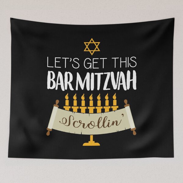 Item preview, Funny Jewish Menorah Scroll Bar Mitzvah design designed and sold by jakehughes2015.
