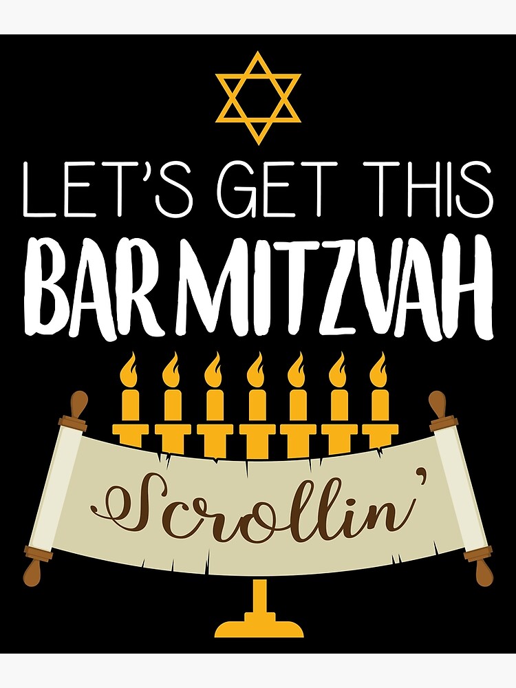 "Funny Jewish Menorah Scroll Bar Mitzvah design" Poster by