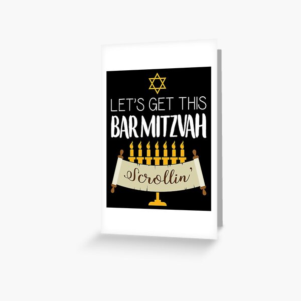 Divertido diseño judío de Menorah Scroll Bar Mitzvah Tarjetas de felicitación