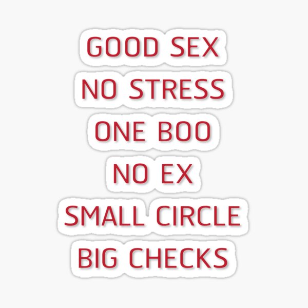Good Sex No Stress One Boo No Ex Small Circle Big Checks Sticker For Sale By Looktor Redbubble 5766