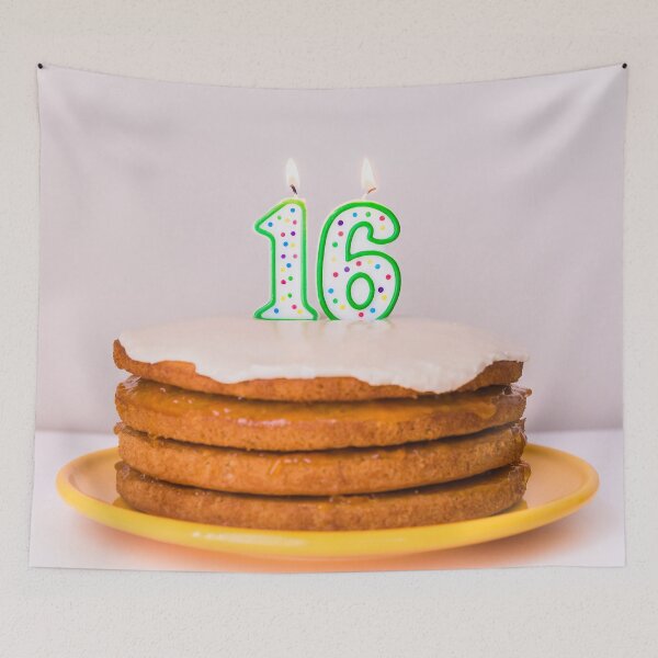 Item preview, Sweet Sixteenth Birthday Polka Dot Candles on Birthday Cake designed and sold by Amy Mitchell.