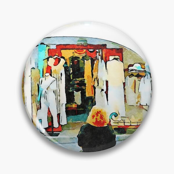 Item preview, Woman sitting in front of the clothing store designed and sold by Giuseppe Cocco.
