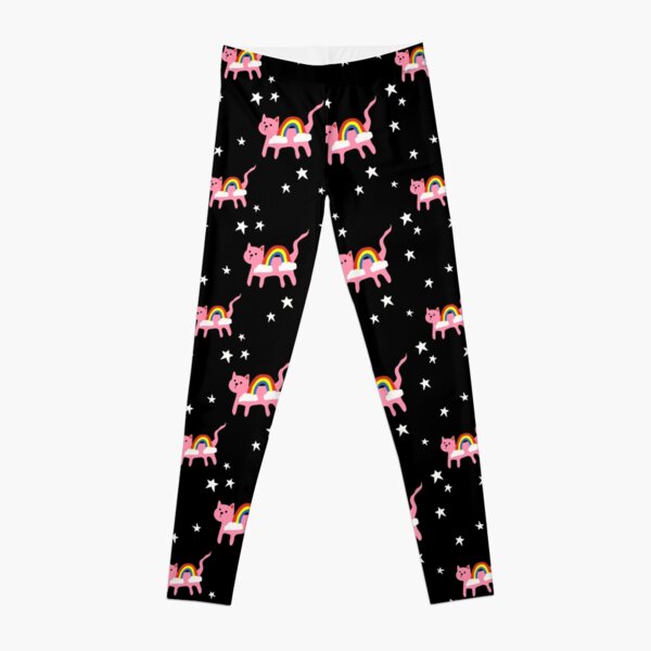 Pink Rainbow Cats in Space Leggings