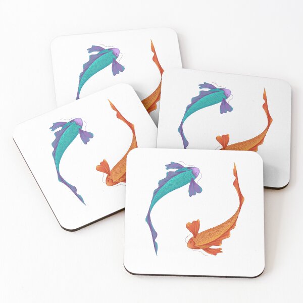 Item preview, Koi fish two colors (violet/skyblue orange/red) designed and sold by FatiPierri.