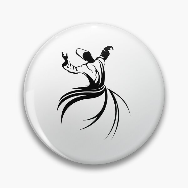Item preview, white and black Dervish dance illustration, Islamic art Calligraphy Sufi whirling Dervish, meditation  designed and sold by Halalolo.