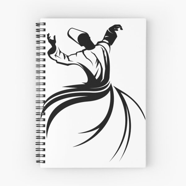 Item preview, white and black Dervish dance illustration, Islamic art Calligraphy Sufi whirling Dervish, meditation  designed and sold by Halalolo.