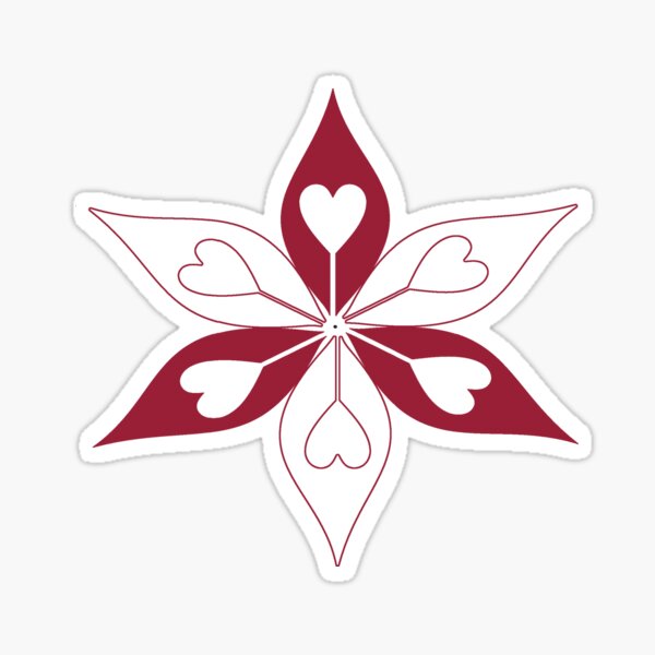 Love Always Blooms - Red & White on Black Sticker
