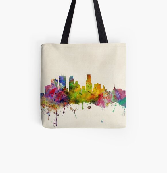 Vintage American Flag Minnesota State Minneapolis Skyline Womens Fashion Large Tote Ladies Handbag Shoulder Bag