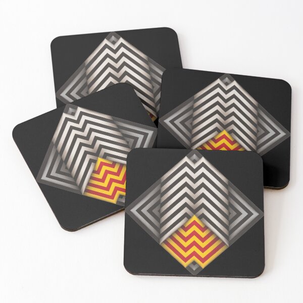 Item preview, diamond lines geometric painting Omar rayo op art black and white yellow red designed and sold by mariaa999.