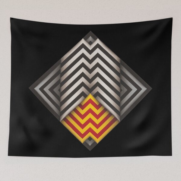 Item preview, diamond lines geometric painting Omar rayo op art black and white yellow red designed and sold by mariaa999.