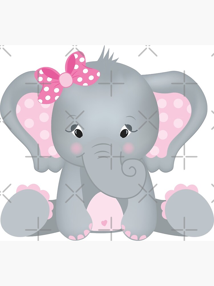 Netter Baby Elefant Mit Rosa Schleife Grusskarte Von Repus Redbubble