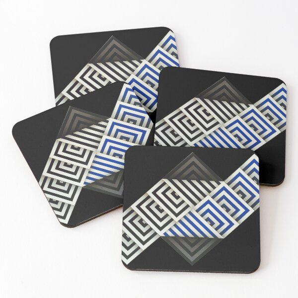 Item preview, folded shapes geometric painting Omar rayo black and white blue op art designed and sold by mariaa999.