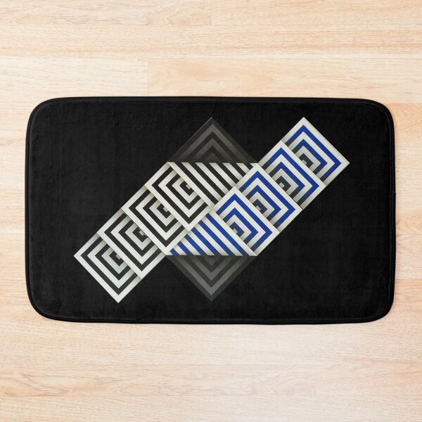 Item preview, folded shapes geometric painting Omar rayo black and white blue op art designed and sold by mariaa999.