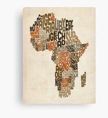Typography Text Map of Africa Canvas Print