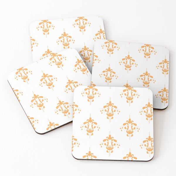 Item preview, orange rabbit floral damask vector patterns designed and sold by alexanderrosede.