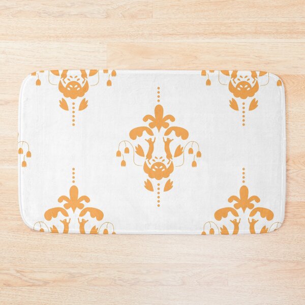 Item preview, orange rabbit floral damask vector patterns designed and sold by alexanderrosede.