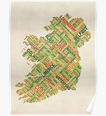 Ireland Eire City Text map Poster