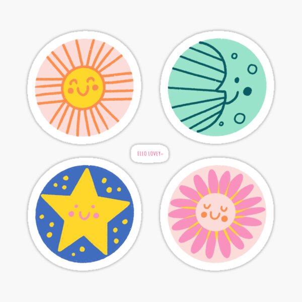 Sun + Moon+ Star + Flower Sticker Set Sticker