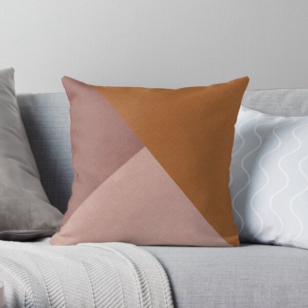 Shades of Pink with faux Brown Leather texture design Throw Pillow