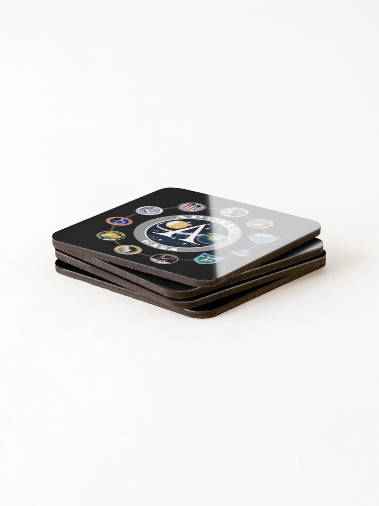 Thumbnail 4 of 5, Coasters (Set of 4), Apollo Program, All Missions Patch Badge designed and sold by Entrykill.