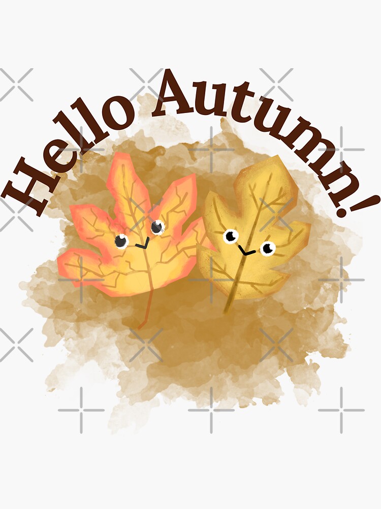 Hello Autumn background with leaves golden yellow. fall concept