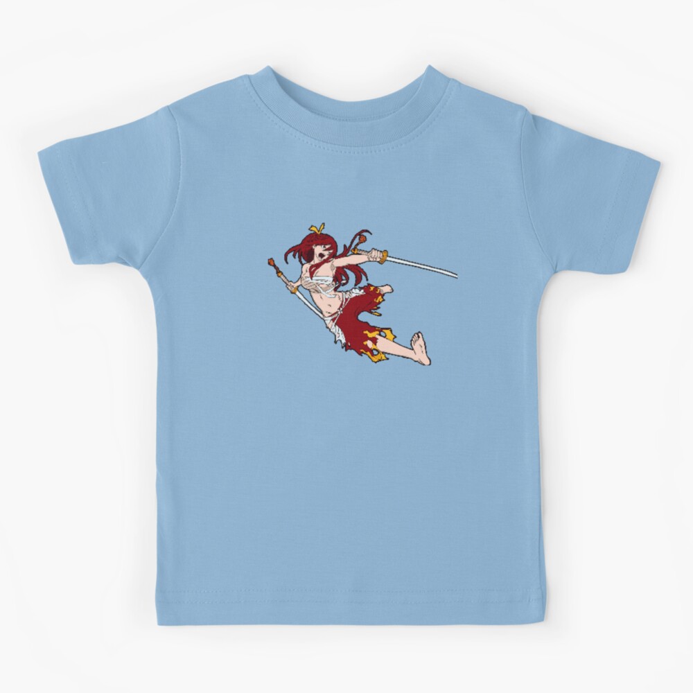 Erza Scarlet Pixel Art Kids T-Shirt by owopixels