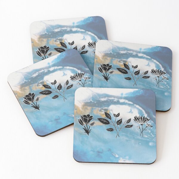 Item preview, Blue Marbled Floral designed and sold by Liz Bohon.