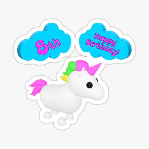 Happy 11th Birthday Roblox Adopt Me Unicorn Sticker By T Shirt Designs Redbubble - turtle decal roblox