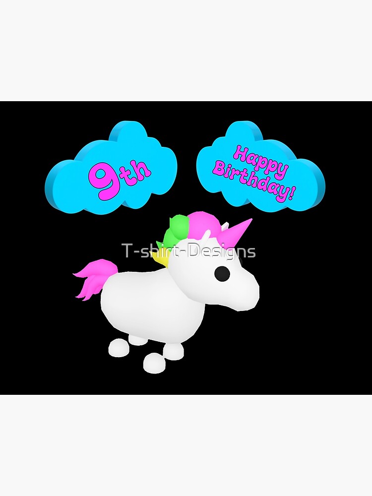 Happy 9th Birthday Roblox Adopt Me Unicorn Art Board Print By T Shirt Designs Redbubble - unicorn adopt me roblox images