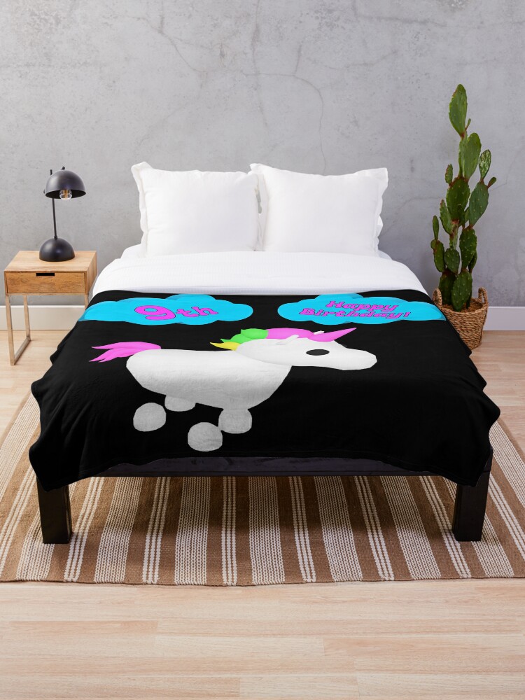 Happy 9th Birthday Roblox Adopt Me Unicorn Throw Blanket By T Shirt Designs Redbubble - roblox adopt me bedroom ideas