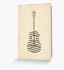 Acoustic Guitar Old Sheet Music Greeting Card