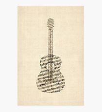 Acoustic Guitar Old Sheet Music Photographic Print