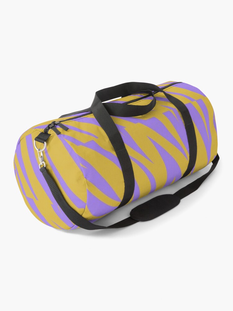 Tiger Face Print Duffle Weekend Bag Gold Grey