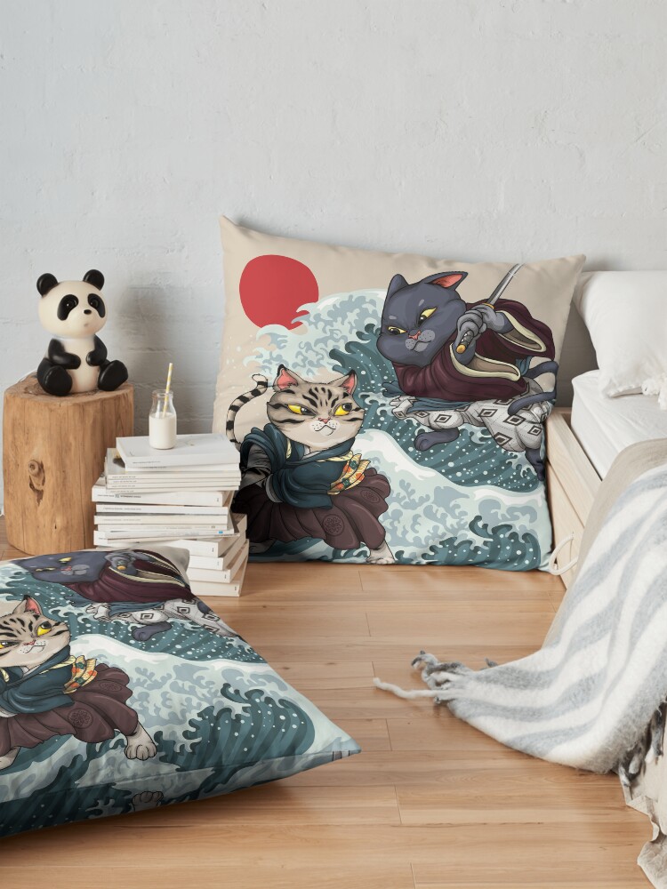 Alternate view of Samurai Cat Brawl Floor Pillow