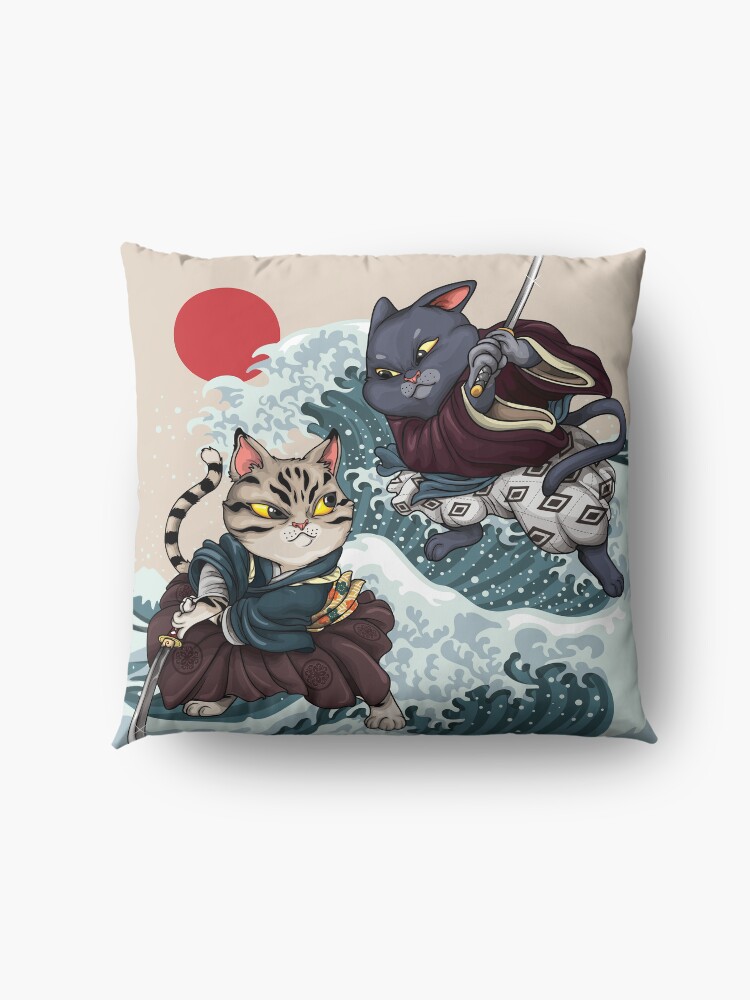 Alternate view of Samurai Cat Brawl Floor Pillow
