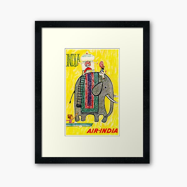 Aperçu de l'œuvre Inde, éléphant, affiche de voyage vintage rétro créée et vendue par vintagevivian.