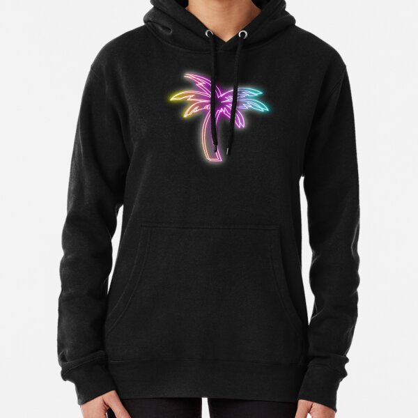 80s 90s Ocean City Maryland Colorful Rainbow Neon Sunset Beach Palm Trees Faded tourist Pullover Sweatshirt