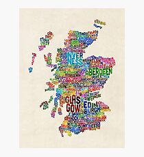 Scotland Typography Text Map Photographic Print