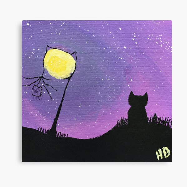 Cat gazing at a purple sky Canvas Print