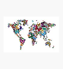 Butterflies Map of the World Photographic Print