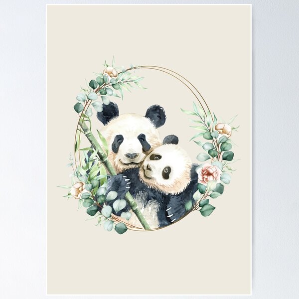 Premium Vector  Cute summer baby panda with flower wreath