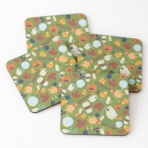 Item preview, Spooky Halloween Fall Pattern Coffee Witches Pumpkins Leaves Ghosts designed and sold by chipsNicecreams.