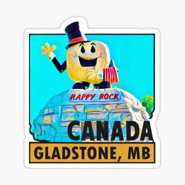 Item preview, Gladstone Manitoba Happy Rock Vintage Travel Decal designed and sold by hilda74.