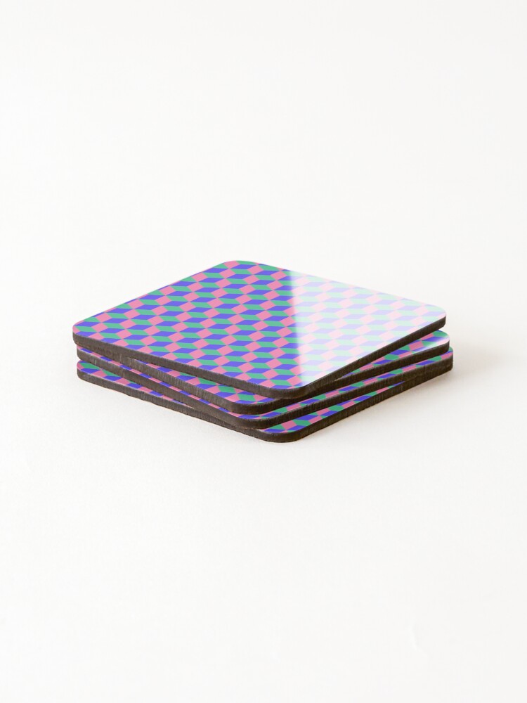 Thumbnail 4 of 5, Coasters (Set of 4), Geometric Cubes designed and sold by RinozaRose.