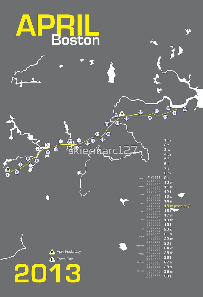 "Boston Marathon Map" by skiermarc127 Redbubble