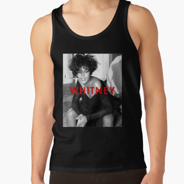 Whitney Houston Official B&W Photo Red Title Tank Top