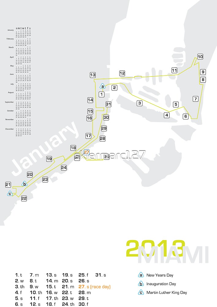 "Miami Marathon Map" by skiermarc127 Redbubble