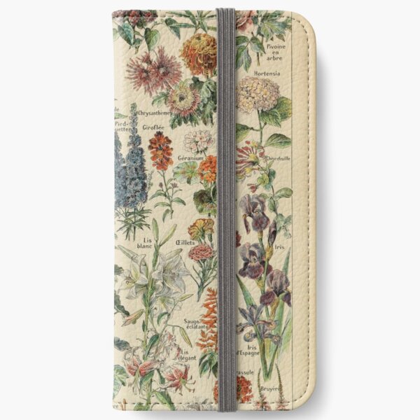 Vintage Flower Drawing iPhone Wallet