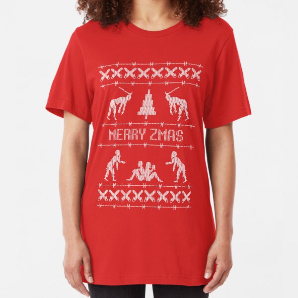 Zombie Christmas Sweater Slim Fit T-Shirt
